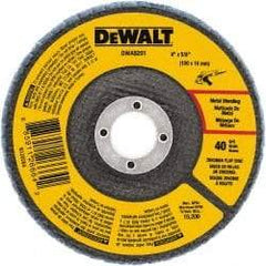 DeWALT - 80 Grit, 4" Disc Diam, 5/8" Center Hole, Type 29 Zirconia Alumina Flap Disc - 15,200 Max RPM, Poly Cotton Backing, Arbor Attaching System, Coated - Industrial Tool & Supply