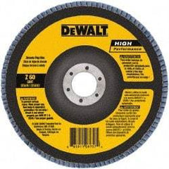 DeWALT - 40 Grit, 7" Disc Diam, 7/8" Center Hole, Type 27 Zirconia Alumina Flap Disc - 8,700 Max RPM, Poly Cotton Backing, Arbor Attaching System, Coated - Industrial Tool & Supply