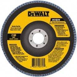 DeWALT - 80 Grit, 5" Disc Diam, 5/8-11 Center Hole, Type 27 Zirconia Alumina Flap Disc - 12,200 Max RPM, Poly Cotton Backing, Arbor Attaching System, Coated - Industrial Tool & Supply