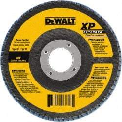 DeWALT - 24 Grit, 4-1/2" Disc Diam, 5/8-11 Center Hole, Type 29 Zirconia Alumina Flap Disc - 13,300 Max RPM, Poly Cotton Backing, Arbor Attaching System, Coated - Industrial Tool & Supply