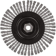 DeWALT - 6-1/2" OD, 5/8-11 Arbor Hole, Stringer Bead Stainless Steel Wheel Brush - 3/8" Face Width, 7/8" Trim Length, 0.02" Filament Diam, 9,000 RPM - Industrial Tool & Supply