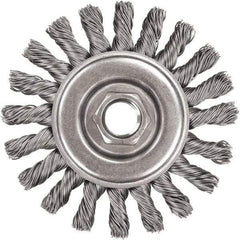 DeWALT - 5" OD, 5/8-11 Arbor Hole, Knotted Steel Wheel Brush - 3/8" Face Width, 7/8" Trim Length, 0.02" Filament Diam, 12,000 RPM - Industrial Tool & Supply