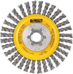 DeWALT - 5" OD, 5/8-11 Arbor Hole, Stringer Bead Steel Wheel Brush - 3/8" Face Width, 7/8" Trim Length, 0.02" Filament Diam, 12,000 RPM - Industrial Tool & Supply