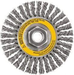 DeWALT - 4" OD, 5/8-11 Arbor Hole, Stringer Bead Stainless Steel Wheel Brush - 3/8" Face Width, 7/8" Trim Length, 0.02" Filament Diam, 20,000 RPM - Industrial Tool & Supply