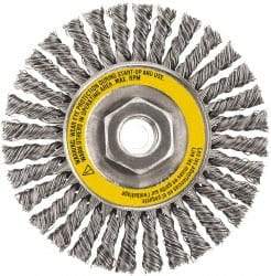 DeWALT - 6-1/2" OD, 5/8-11 Arbor Hole, Stringer Bead Stainless Steel Wheel Brush - 3/8" Face Width, 7/8" Trim Length, 0.02" Filament Diam, 9,000 RPM - Industrial Tool & Supply