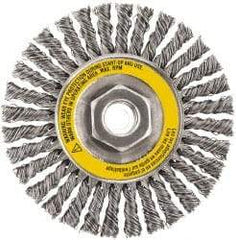 DeWALT - 6-1/2" OD, 5/8-11 Arbor Hole, Stringer Bead Stainless Steel Wheel Brush - 3/8" Face Width, 7/8" Trim Length, 0.02" Filament Diam, 9,000 RPM - Industrial Tool & Supply