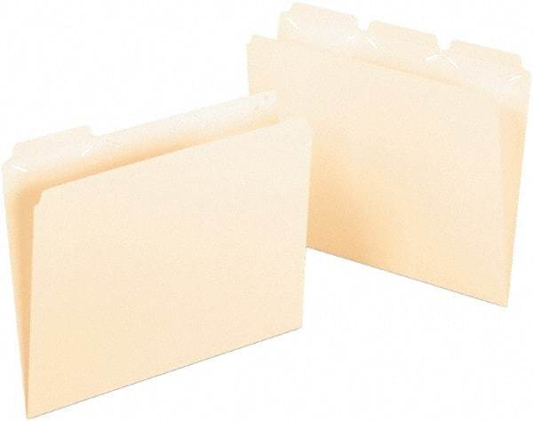 Pendaflex - 8-1/2 x 11", Letter Size, Manila, File Folders with Top Tab - 11 Point Stock, 1/3 Tab Cut Location - Industrial Tool & Supply