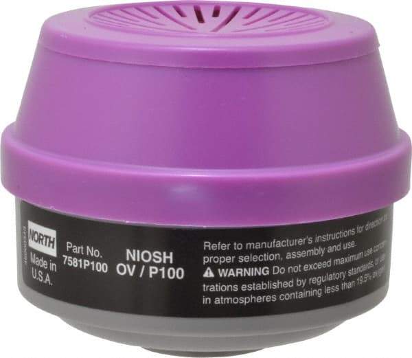 North - Black and Purple P100 Cartridge and Filter Combination - Series 7581, Protects Against Organic Vapor - Industrial Tool & Supply
