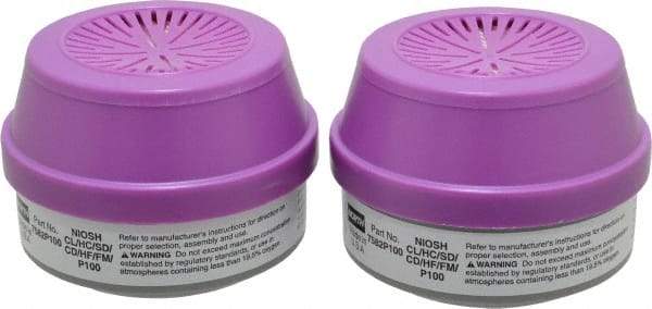 North - White and Purple P100 Cartridge and Filter Combination - Series 7506, Protects Against Acid Gas - Industrial Tool & Supply