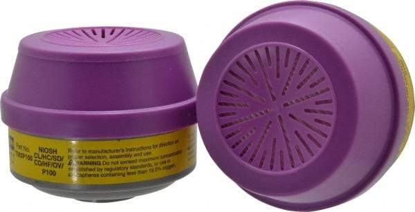 North - Yellow and Purple P100 Cartridge and Filter Combination - Series 7583, Protects Against Acid Gas, Organic Vapor - Industrial Tool & Supply