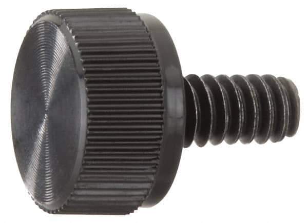 Made in USA - #6-32 Knurled Shoulder Steel Thumb Screw - 3/8" OAL, 3/8" Head Diam - Industrial Tool & Supply
