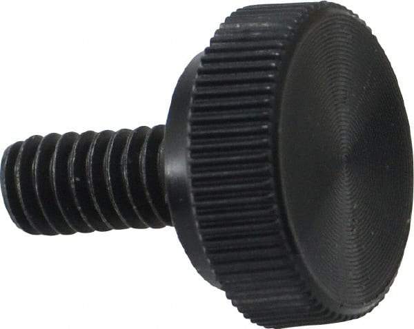Made in USA - #8-32 Knurled Shoulder Steel Thumb Screw - 3/8" OAL, 1/2" Head Diam - Industrial Tool & Supply