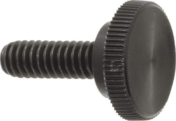 Made in USA - 1/4-20 Knurled Shoulder Steel Thumb Screw - 3/4" OAL, 3/4" Head Diam - Industrial Tool & Supply