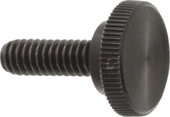 Made in USA - 1/4-20 Knurled Shoulder Steel Thumb Screw - 3/4" OAL, 3/4" Head Diam - Industrial Tool & Supply