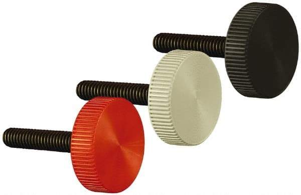 Made in USA - 5/16-18 Knurled Shoulder Steel Thumb Screw - 1" OAL, 1" Head Diam - Industrial Tool & Supply
