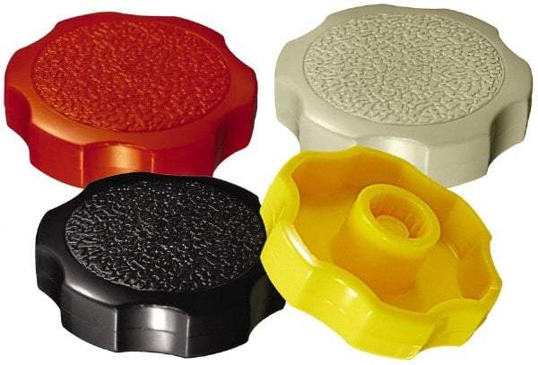 Made in USA - Rosette Plastic Thumb Screw - 1-1/2" OAL, 1-1/2" Head Diam x 3/8" Head Height - Industrial Tool & Supply