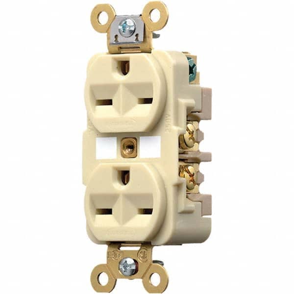 Hubbell Wiring Device-Kellems - 250 VAC 15A NEMA 6-15R Industrial Grade Ivory Straight Blade Duplex Receptacle - Industrial Tool & Supply