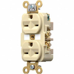 Hubbell Wiring Device-Kellems - 250 VAC 15A NEMA 6-15R Industrial Grade Ivory Straight Blade Duplex Receptacle - Industrial Tool & Supply