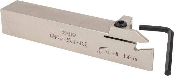 Iscar - GHG, External, Left Hand, 2" Max Depth of Cut, 0.185 to 1/4" Groove Width, Indexable Grooving Tool Holder - GI..,TIP.. Insert Compatibility, 1" Shank Height, 1" Shank Width, 6" OAL - Industrial Tool & Supply