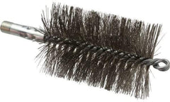 Schaefer Brush - 4-1/2" Brush Length, 3" Diam, Double Stem, Double Spiral Tube Brush - 7-1/4" Long, Stainless Steel, 1/4" NPSM Male Connection - Industrial Tool & Supply