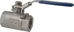 NIBCO - 1" Pipe, Standard Port, Stainless Steel Standard Ball Valve - 2 Piece, Inline - One Way Flow, FNPT x FNPT Ends, Locking Lever Handle, 2,000 WOG, 150 WSP - Industrial Tool & Supply
