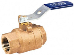 NIBCO - 3" Pipe, Standard Port, Bronze Standard Ball Valve - 2 Piece, Inline - One Way Flow, FNPT x FNPT Ends, Lever with Memory Stop Handle, 600 WOG, 150 WSP - Industrial Tool & Supply