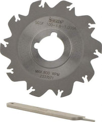 Iscar - Arbor Hole Connection, 0.049" Cutting Width, 1.18" Depth of Cut, 3.94" Cutter Diam, 1" Hole Diam, 10 Tooth Indexable Slotting Cutter - SGSF Toolholder, GSFN, GSFU Insert - Industrial Tool & Supply