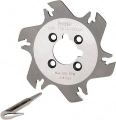 Iscar - Arbor Hole Connection, 3/32" Cutting Width, 1.04" Depth of Cut, 3.94" Cutter Diam, 1" Hole Diam, 6 Tooth Indexable Slotting Cutter - SGSF Toolholder, GSFN, GSFU Insert - Industrial Tool & Supply