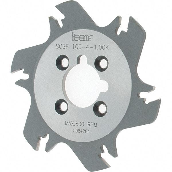 Iscar - Arbor Hole Connection, 1.04" Depth of Cut, 3.94" Cutter Diam, 1" Hole Diam, 6 Tooth Indexable Slotting Cutter - SGSF Toolholder, GSFN Insert - Industrial Tool & Supply