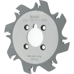 Iscar - Arbor Hole Connection, 1.36" Depth of Cut, 4.92" Cutter Diam, 1-1/4" Hole Diam, 8 Tooth Indexable Slotting Cutter - SGSF Toolholder, GSFN Insert - Industrial Tool & Supply