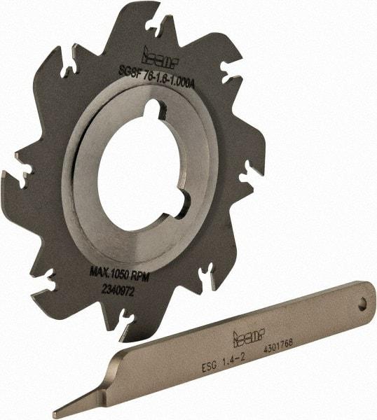 Iscar - Arbor Hole Connection, 0.049" Cutting Width, 0.7" Depth of Cut, 3" Cutter Diam, 1" Hole Diam, 8 Tooth Indexable Slotting Cutter - SGSF Toolholder, GSFN, GSFU Insert - Industrial Tool & Supply