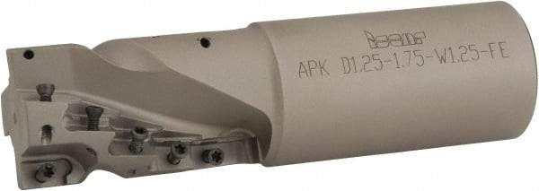 Iscar - 1-1/4" Cut Diam, 1.86" Max Depth of Cut, 1-1/4" Shank Diam, 4-1/2" OAL, Indexable Square Shoulder End Mill - AP.T 1003.. Inserts, Weldon Shank, 90° Lead Angle, Series Helimill - Industrial Tool & Supply