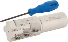 Iscar - 1-1/2" Cut Diam, 2.06" Max Depth of Cut, 1-1/4" Shank Diam, 5" OAL, Indexable Square Shoulder End Mill - AP.T 1003.. Inserts, Weldon Shank, 90° Lead Angle, Series Helimill - Industrial Tool & Supply