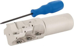 Iscar - 1-1/2" Cut Diam, 2.2" Max Depth of Cut, 1-1/4" Shank Diam, 5" OAL, Indexable Square Shoulder End Mill - AP.T 1003.. Inserts, Weldon Shank, 90° Lead Angle, Series Helimill - Industrial Tool & Supply