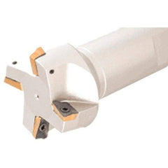 Iscar - 75° Lead Angle, 1-1/2" Cut Diam, 0.15" Max Depth of Cut, Indexable Chamfer and Angle End Mill - 4 Inserts, AP.., HM90 AP.T Insert Style, 4" Overall Length, Straight Shank - Industrial Tool & Supply