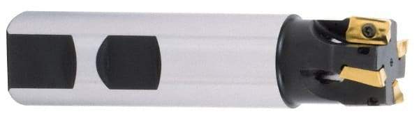 Iscar - 1-1/4" Cut Diam, 0.394" Max Depth of Cut, 1" Shank Diam, 4" OAL, Indexable Square Shoulder End Mill - APCR/APCT/APKR/APKT/APKW/HM90APCT/HM90APKT/HM90APKW 1003 Inserts, Weldon Shank, 90° Lead Angle, Series Heli2000 - Industrial Tool & Supply