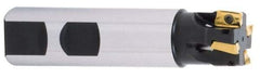 Iscar - 1-1/2" Cut Diam, 0.56" Max Depth of Cut, 1-1/4" Shank Diam, 4-1/2" OAL, Indexable Square Shoulder End Mill - AD..1505.., HM90 AD..1505 Inserts, Weldon Shank, 90° Lead Angle, Through Coolant, Series Heli2000 - Industrial Tool & Supply