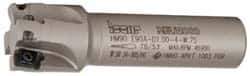 Iscar - 1" Cut Diam, 0.394" Max Depth of Cut, 3/4" Shank Diam, 3.38" OAL, Indexable Square Shoulder End Mill - AP..1003.., HM90 AP..1003.. Inserts, Weldon Shank, 90° Lead Angle, Series Heli2000 - Industrial Tool & Supply