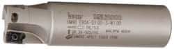 Iscar - 1" Cut Diam, 0.394" Max Depth of Cut, 1" Shank Diam, 3-3/4" OAL, Indexable Square Shoulder End Mill - AP..1003.., HM90 AP..1003.. Inserts, Weldon Shank, 90° Lead Angle, Series Heli2000 - Industrial Tool & Supply