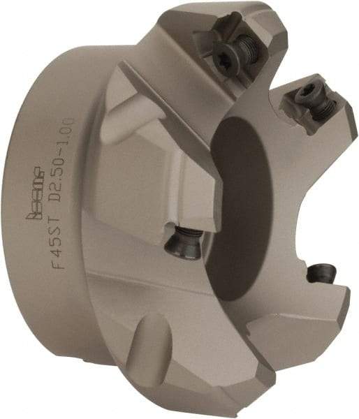 Iscar - 2-1/2" Cut Diam, 1" Arbor Hole, 0.26" Max Depth of Cut, 45° Indexable Chamfer & Angle Face Mill - 5 Inserts, SE.. 1204...\xB6SE.. 12T3.. Insert, Right Hand Cut, 5 Flutes, Series F45ST - Industrial Tool & Supply