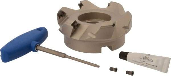 Iscar - 4" Cut Diam, 1-1/2" Arbor Hole, 0.26" Max Depth of Cut, 45° Indexable Chamfer & Angle Face Mill - 6 Inserts, SEK/MT 12... Insert, Right Hand Cut, 6 Flutes, Series F45ST - Industrial Tool & Supply