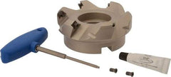Iscar - 4" Cut Diam, 1-1/2" Arbor Hole, 0.26" Max Depth of Cut, 45° Indexable Chamfer & Angle Face Mill - 6 Inserts, SEK/MT 12... Insert, Right Hand Cut, 6 Flutes, Series F45ST - Industrial Tool & Supply
