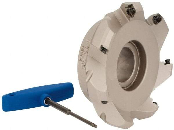 Iscar - 5" Cut Diam, 1-1/2" Arbor Hole, 0.26" Max Depth of Cut, 45° Indexable Chamfer & Angle Face Mill - 7 Inserts, SE.. 1204...\xB6SE.. 12T3.. Insert, Right Hand Cut, 7 Flutes, Series F45ST - Industrial Tool & Supply