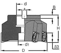 Iscar - 9 Inserts, 5" Cut Diam, 1-1/2" Arbor Diam, 0.56" Max Depth of Cut, Indexable Square-Shoulder Face Mill - 0/90° Lead Angle, 2.38" High, HM 90 ADKT 1505... Insert Compatibility, Series HM90 - Industrial Tool & Supply