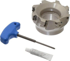 Iscar - 8 Inserts, 4" Cut Diam, 1-1/2" Arbor Diam, 0.56" Max Depth of Cut, Indexable Square-Shoulder Face Mill - 0/90° Lead Angle, 2" High, AD..1505.. & HM90 AD..1505.. Insert Compatibility, Series HM90 - Industrial Tool & Supply