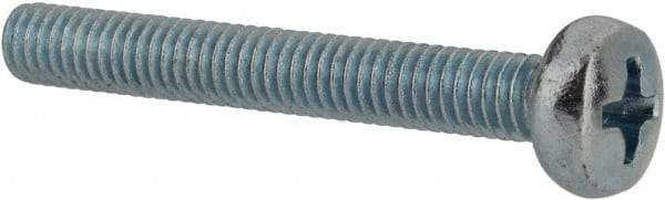Value Collection - M4x0.70, 30mm Length Under Head Phillips Drive Machine Screw - Pan Head, Grade 4.8 Steel, Zinc-Plated Finish, Without Washer - Industrial Tool & Supply