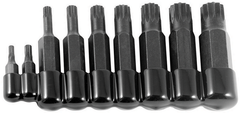 9 Piece - 4 and 5mm Bit have 5/16" Hex Drive - 6; 8; 10 and 12mm Bit have 1/2" Hex Drive - 14 and 16mm Bit have 5/8" Hex Drive - 18mm Bit has a 3/4" Hex Drive - 12 Point - Triple Square Bit Set - Industrial Tool & Supply