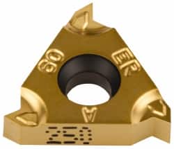 16ERM A60 IC-250 Carbide Laydown Threading Insert TiN Finish, RH External Partial Profile 60° Thread, 48-16 TPI, 3/8″ Inscribed Circle, 0.143″ Thick