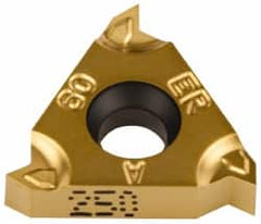 16ERM A60 IC-250 Carbide Laydown Threading Insert TiN Finish, RH External Partial Profile 60° Thread, 48-16 TPI, 3/8″ Inscribed Circle, 0.143″ Thick