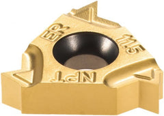 16ERM 11.5 NPT IC-250 Carbide Laydown Threading Insert TiN Finish, RH External NPT Thread, 11.5 TPI, 3/8″ Inscribed Circle, 0.143″ Thick
